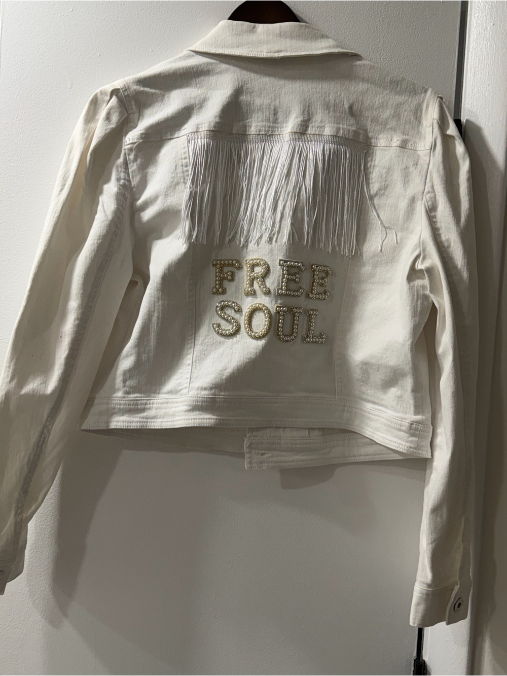 Free Soul Fringe Embellished womens' Jacket - White